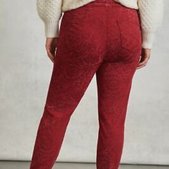 Anthropologie  Pilcro Flocked High-Rise Leggings size 28 raspberry colo - Picture 9 of 16
